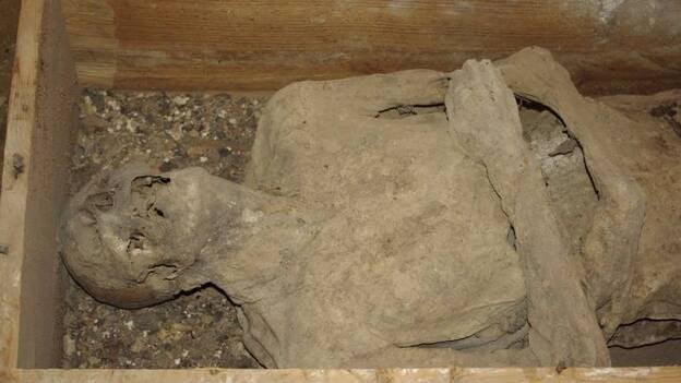 Se expone al público la momia hallada en un santuario de Sahagún