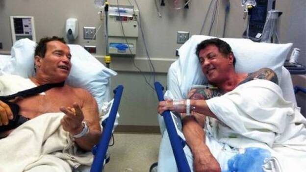 Schwarzenegger y Stallone, inseparables hasta en el hospital