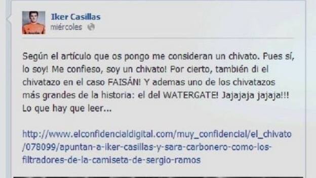 Casillas: "Decir que soy el chivato está fuera de lugar"