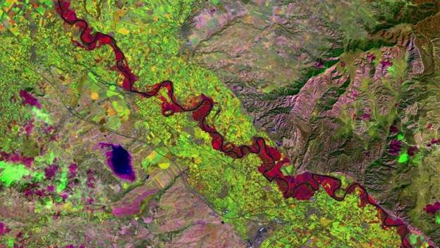 Las inundaciones en Aragón y Navarra desde un satélite