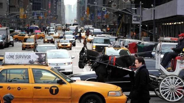 Carruajes en pleno Nueva York