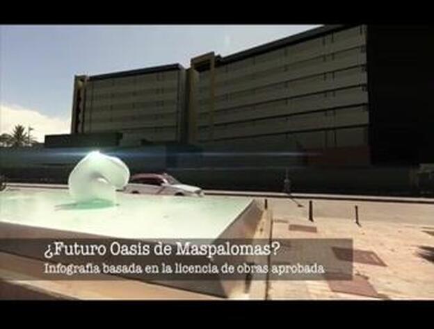 Un vídeo simula cómo quedará el Oasis y el palmeral con el hotel de Riu