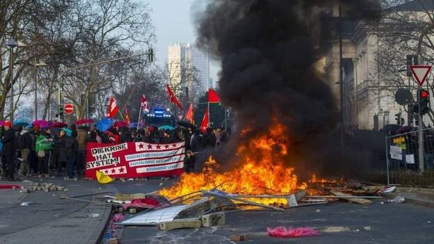 Disturbios en la inauguración de la sede del BCE