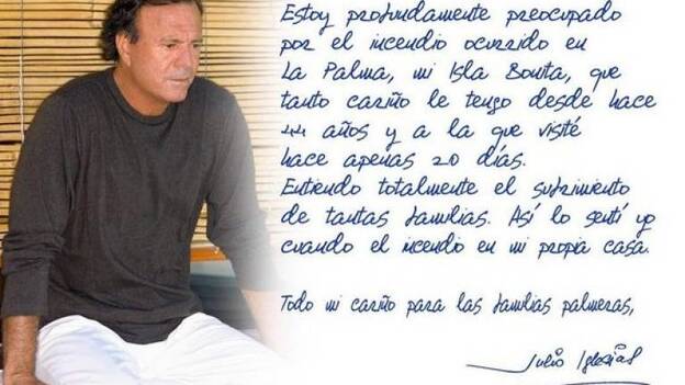 Julio Iglesias envía un mensaje de preocupación y cariño a La Palma