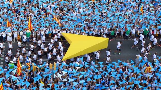 Unas 342.000 personas se han apuntado a la manifestación soberanista, un 24% menos