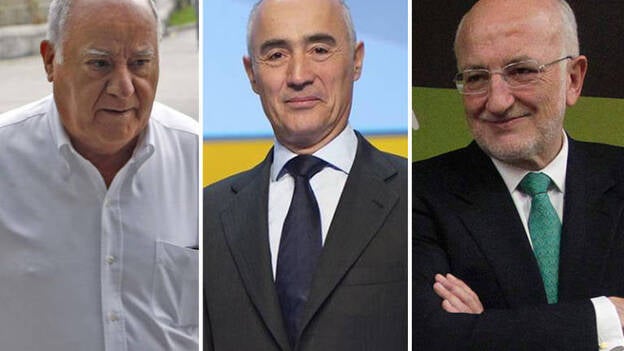 Amancio Ortega, Juan Roig y su mujer, y Rafael del Pino, las tres mayores fortunas de España