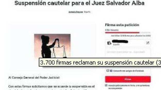 Recogida de firmas para la suspensión cautelar del juez Alba