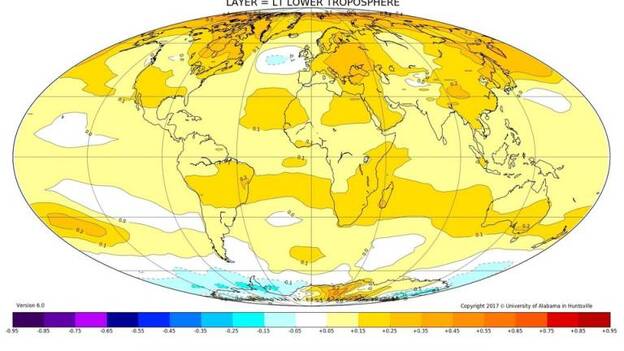 2016 supera a 1998 como año más cálido en 38 años de datos de satélite