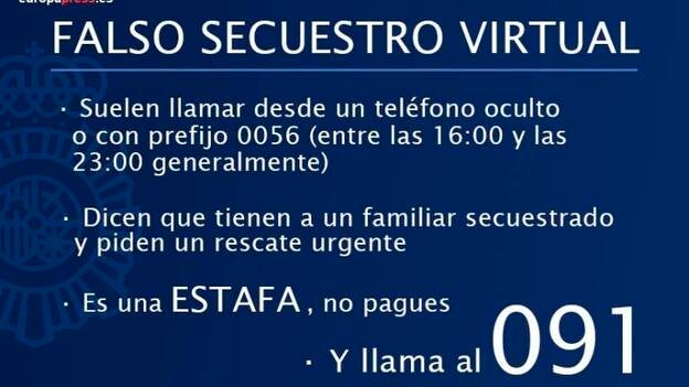 Sufre un falso 'secuestro exprés' de una banda que le exigía 10.000 euros por la vida de su hijo