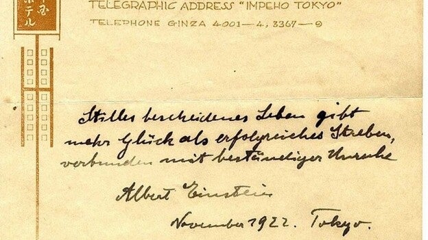 Dos notas de Einsten, a subasta