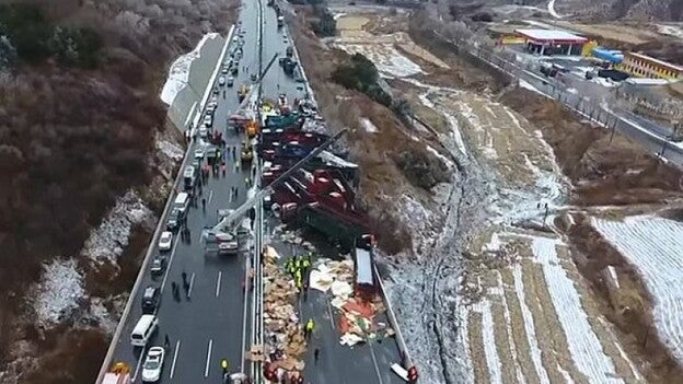 4 muertos en un accidente múltiple en China