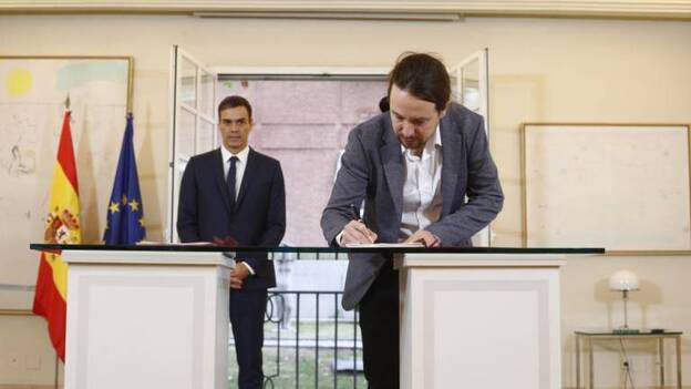 Sánchez e Iglesias cierran en 2 meses un pacto que revierte políticas del PP