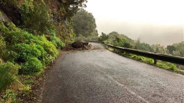La lluvia genera desprendimientos en Vallehermoso