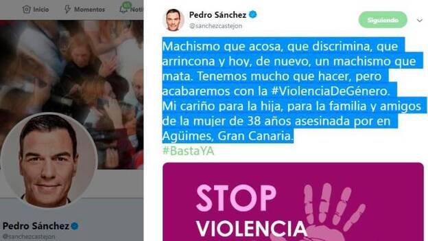Pedro Sánchez condena el crimen machista de Agüimes