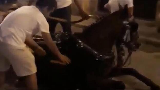 Un cochero maltrata a su caballo en Sevilla
