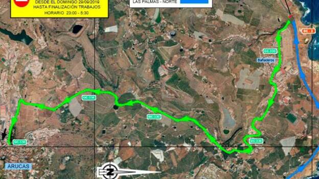 Cierre nocturno de la GC-2 este domingo a la altura de Bañaderos
