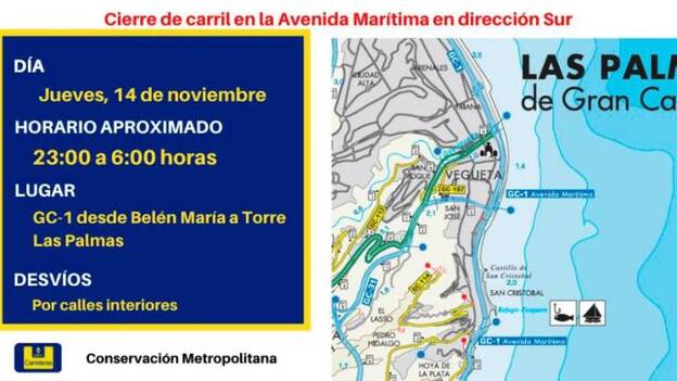 Esta noche se cierra la autovía marítima hacia el sur
