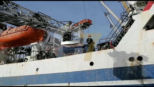 Marinero ruso herido en el muelle reina Sofía