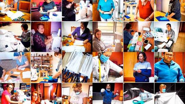 Los vecinos de Agüimes tejen mascarillas contra el Covid-19