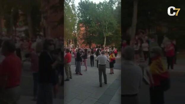 Un herido durante las protestas contra el Gobierno en Madrid