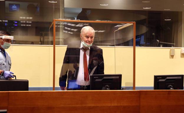 Ratko Mladic, ante el Tribunal Penal Internacional./EFE