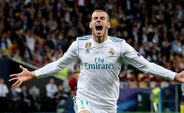 Bale, celebrando uno de sus dos goles en la final de Kiev. 