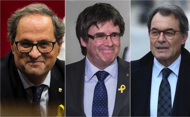 Torra, Puigdemont y Mas denuncian en Perpiñán la «represión» del Estado
