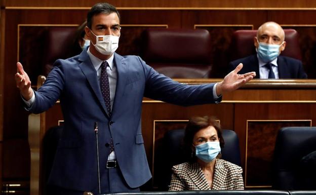 Pedro Sánchez, durante su intervención en la sesión de control al Ejecutivo el pasado miércoles.