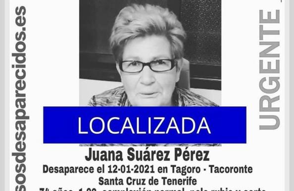 Localizada Juana Suárez, desaparecida en Tacoronte