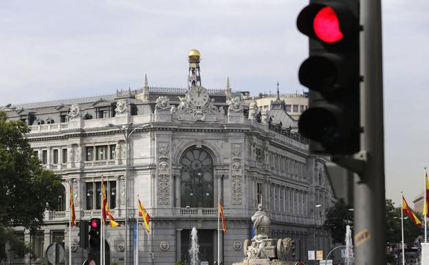 Fachada principal de la sede del Banco de España en Madrid.