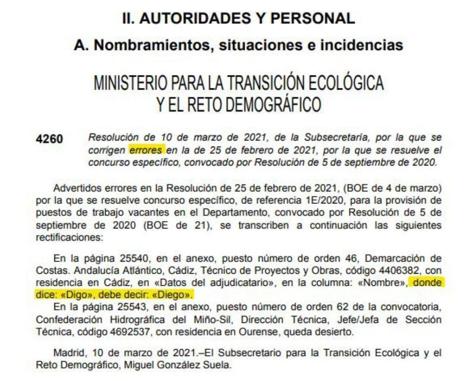 «Donde dije digo, digo Diego» llega al BOE