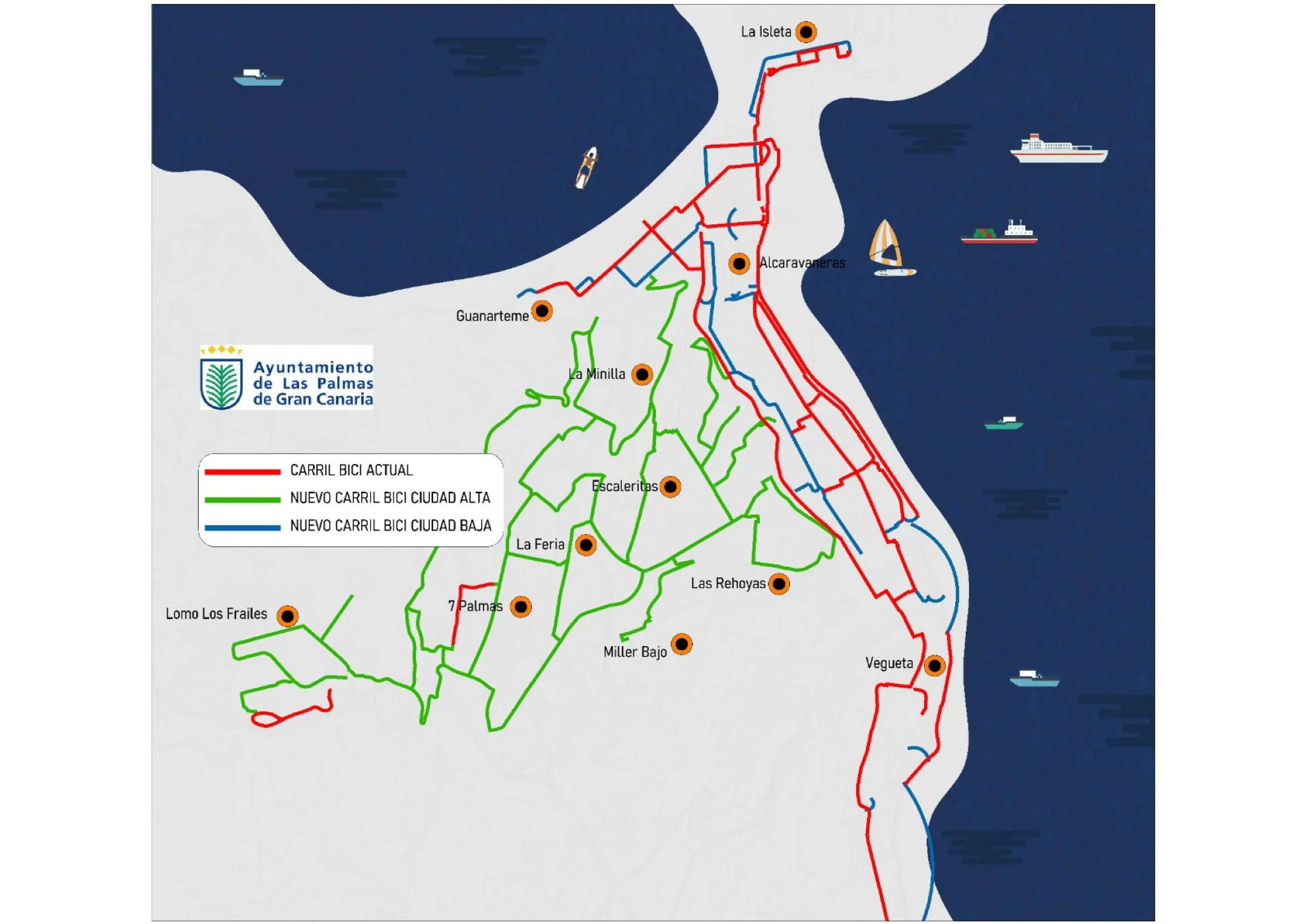 La red ciclista crecerá 32 kilómetros en la zona alta de la ciudad y Tamaraceite en tres años
