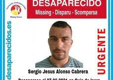 Buscan a Sergio Jesús Alonso, desaparecido desde el 7 de junio