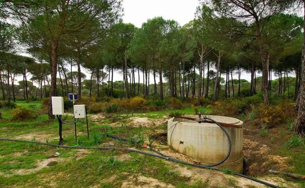 Uno de los pozos ilegales que esquilman el acuífero y dañan el parque de Doñana. /WWF