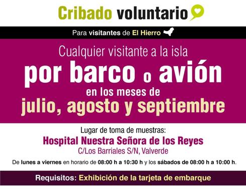 Cribado voluntario y gratuito a quienes viajen a El Hierro