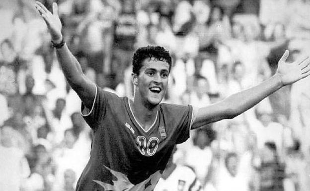 Kiko Narváez celebra el gol del triunfo en la final de los Juegos de Barcelona'92. /Abc