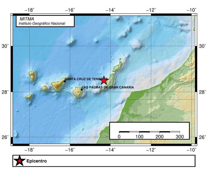 Seísmo de 2,3 grados frente a la costa oeste de Fuerteventura