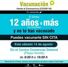 Sanidad organiza este sábado una nueva jornada de vacunación sin cita en Lanzarote