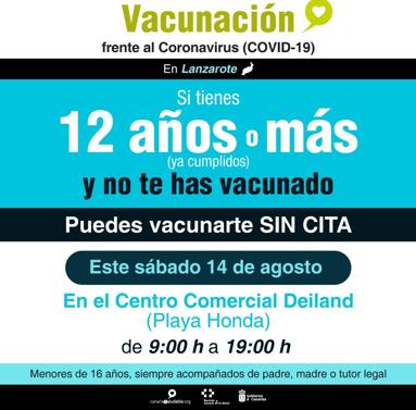 Sanidad organiza este sábado una nueva jornada de vacunación sin cita en Lanzarote