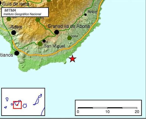 Tenerife registra un terremoto de 2,6 grados