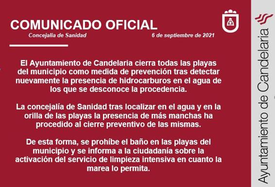 Candelaria cierra todas sus playas por presencia de hidrocarburos
