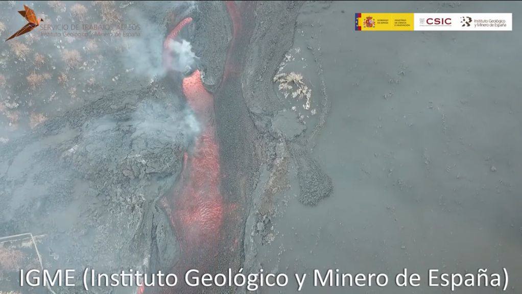 Vista aérea de las últimas imágenes de la colada