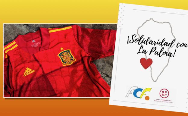Subasta de camisetas de «La Roja», firmadas por los jugadores, a beneficio de los damnificados por el volcán palmero