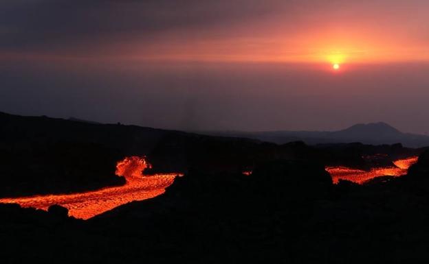 Guardianes de la colada que vigilan el volcán
