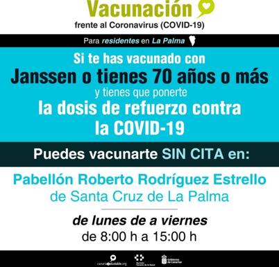 Sanidad habilita un punto de vacunación sin cita para la dosis de refuerzo en La Palma