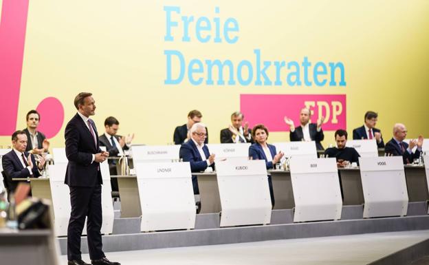 La cúpula del FDP, este domingo en el congreso extraordinario del partido.