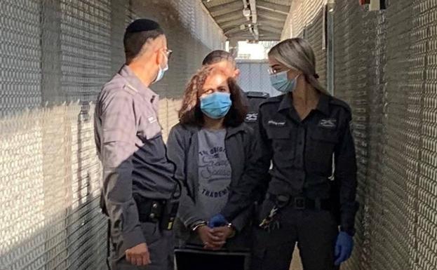 La trabajadora española Juana Ruiz, en la prisión militar de Israeal. 