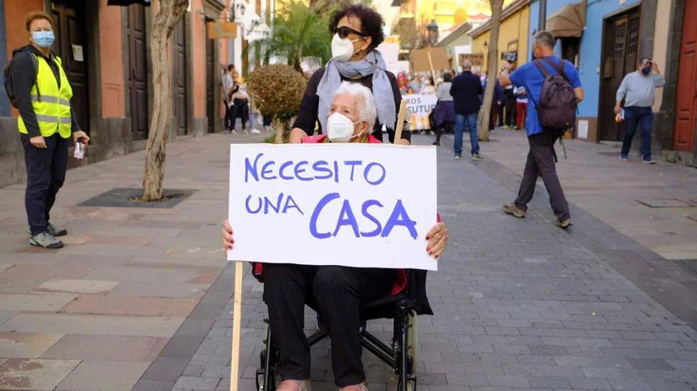 Manifestación en La Palma reclamando las ayudas del volcán