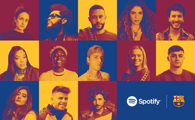 Alexia Putellas, The Weeknd, Memphis Depay, Shakira, Sebastián Yatra (above, from left to right). 