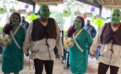 Celebran su boda vestidos como 'Shrek' y 'Fiona'
